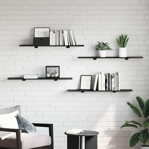 Етажерка Борд 4 pcs Черен 100 x 20 x 1,5 cm Инженерно дърво