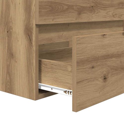 Комплект мебели за баня 2 pcs Дъб Конструирано дърво и метал.
