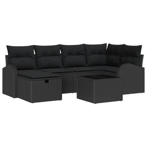 Градински Софа Комплект 7 pcs Черно 234 x 124 x 85 см Полиратан