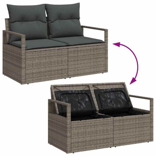 Градински Софа Комплект с възглавница със съхранение 12 pcs Сив