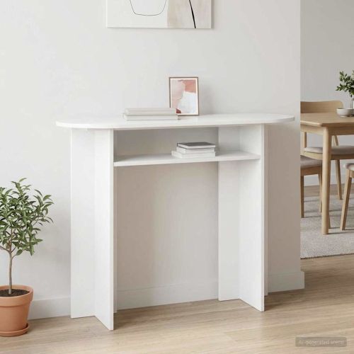 Конзолна маса Бял гланц 100 x 39,5 x 75 см Инженерна дървесина