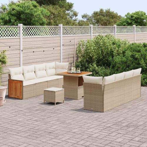 Градински Софа Комплект с възглавница 11 pcs Бежов и кремав
