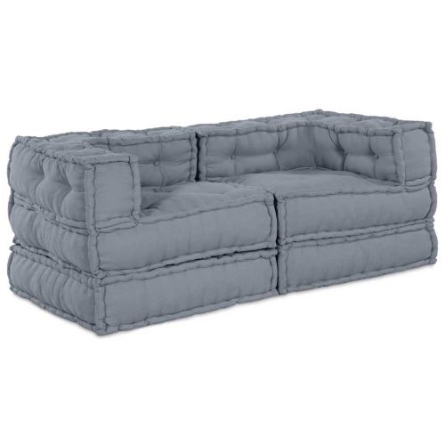 Модулен диван 2 pcs Сиво 140 x 70 x 56 см Текстил