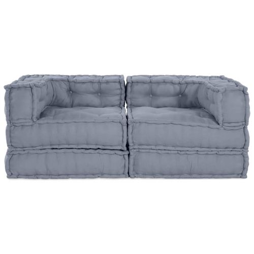 Модулен диван 2 pcs Сиво 140 x 70 x 56 см Текстил