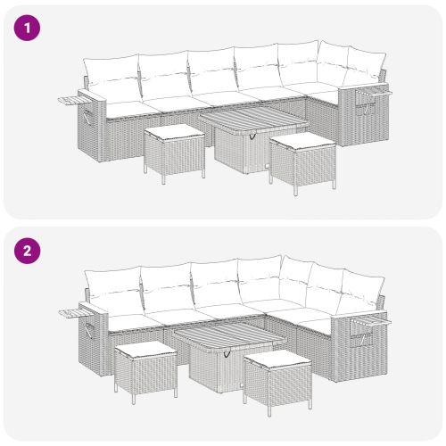 Градински Софа Комплект 9 pcs Бежово полиратан