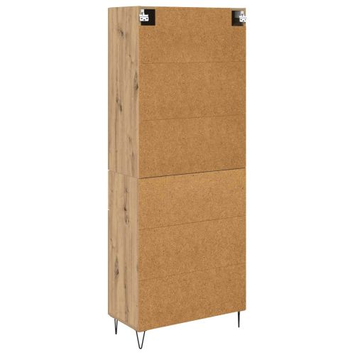 Висок шкаф с чекмедже 2 pcs Дъб Инженерна дървесина и стъкло