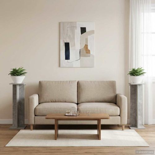 Стойка за растения 2 pcs Бетонно Сиво 25 x 25,5 x 80,5 см