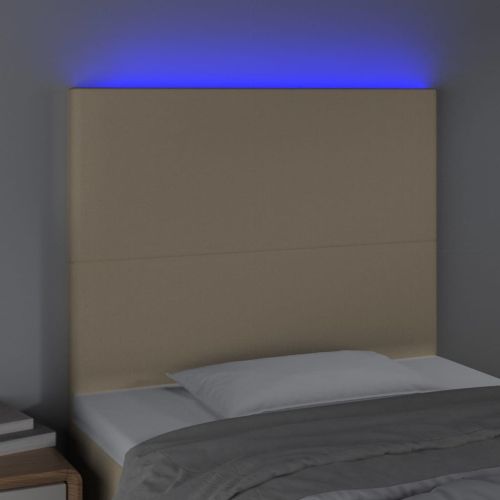 LED горна табла за легло, кремава, 80x5x118/128 см, плат
