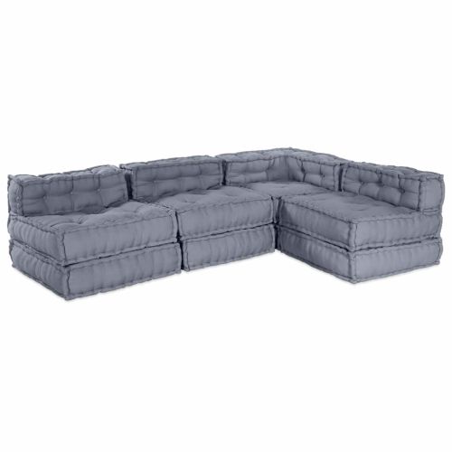 Модулен диван 4 pcs Сиво Текстил