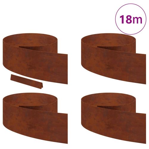 Ограда за трева 4 pcs Ръждясало 450 x 0,05 x 25 см