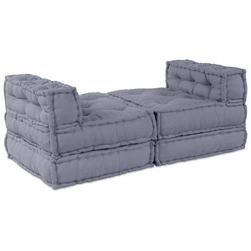 Модулен диван 4 pcs Сиво Текстил