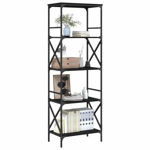 Библиотека 5 рафта черна 59x35x171 см инженерно дърво