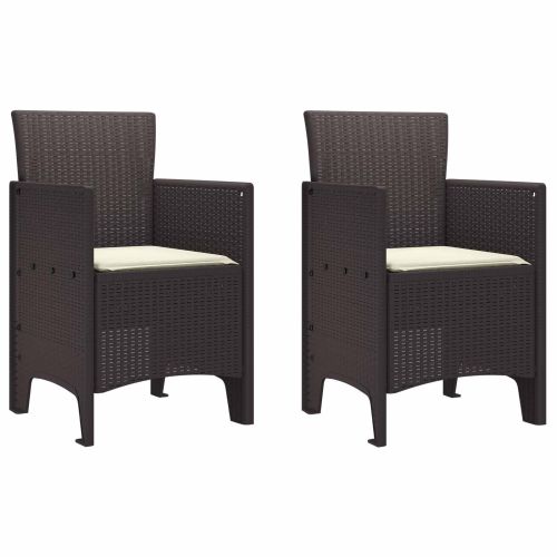 Градински стол 2 pcs Кафяво 53 x 49 x 85 см Полипропилен