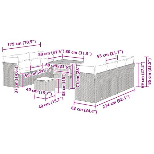 Градински Софа Комплект 10 pcs бежово и светлосиво