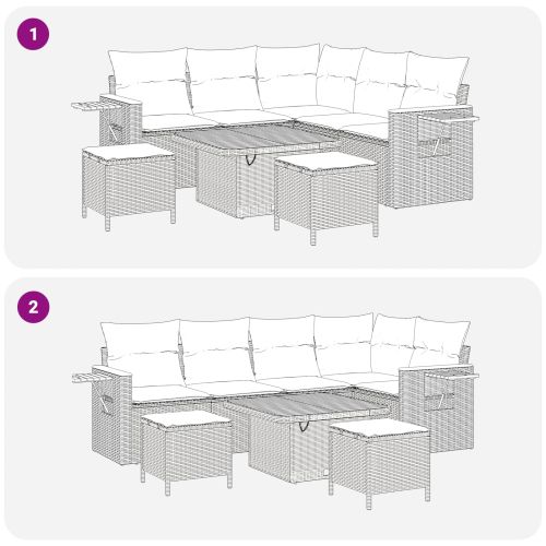 Градински Софа Комплект 8 pcs Сив полиратан