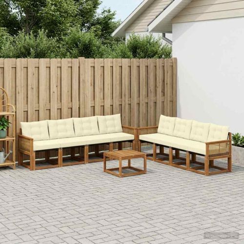 Комплект дивани за открито 9 pcs Натурален и Крема