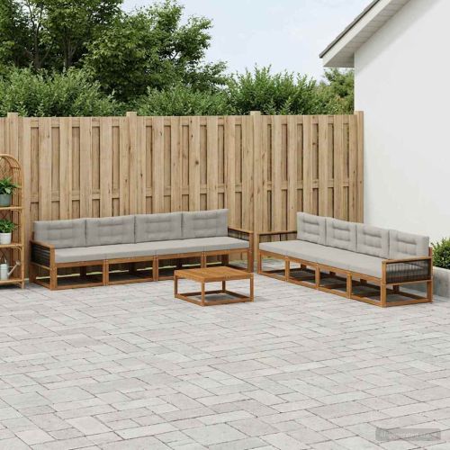 Комплект дивани за открито 9 pcs Естествено и светлосиво