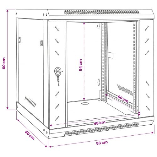 Мрежов кабинет със съхранение Черно 53 x 60 x 60 см Стомана