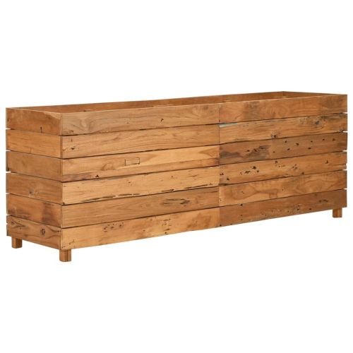 Повдигната леха 150x40x55 см рециклирано тиково дърво и стомана