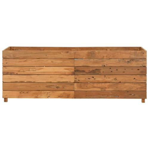 Повдигната леха 150x40x55 см рециклирано тиково дърво и стомана