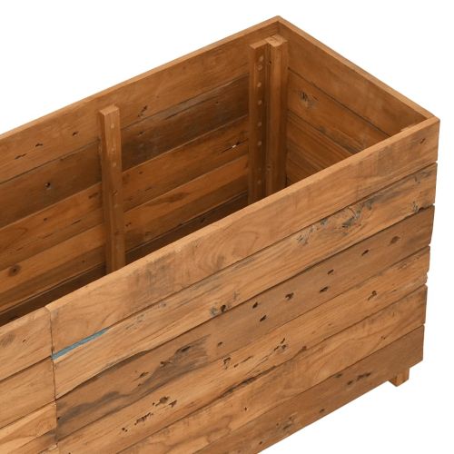 Повдигната леха 150x40x55 см рециклирано тиково дърво и стомана