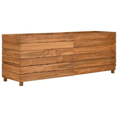 Повдигната леха 150x40x55 см рециклирано тиково дърво и стомана