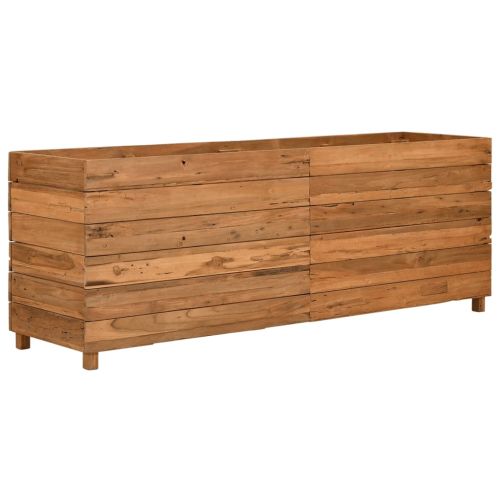 Повдигната леха 150x40x55 см рециклирано тиково дърво и стомана