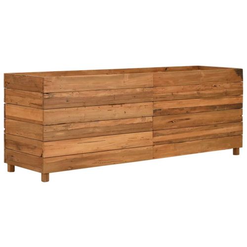 Повдигната леха 150x40x55 см рециклирано тиково дърво и стомана