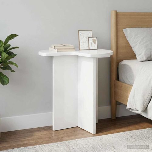 Странична маса 2 pcs Бял гланц Ø 39 x 38 см Инженерна дървесина