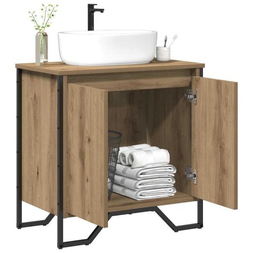 Шкаф за мивка в баня Дъб 60 x 35 x 60 см Инженерно дърво