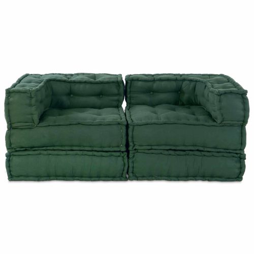 Модулен диван 2 pcs Зелено 140 x 70 x 56 см Текстил
