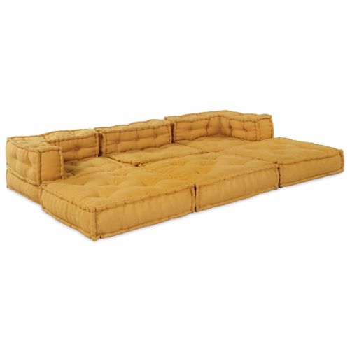 Модулен диван 2 pcs Жълто 140 x 70 x 56 см Текстил