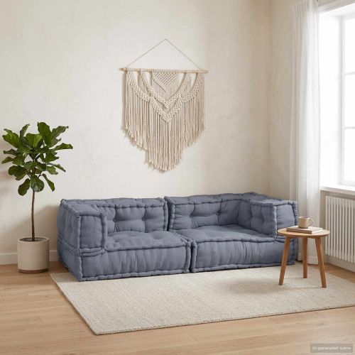 Модулен диван 3 pcs Сиво 140 x 70 x 36 см Текстил