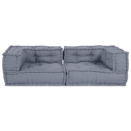 Модулен диван 3 pcs Сиво 140 x 70 x 36 см Текстил