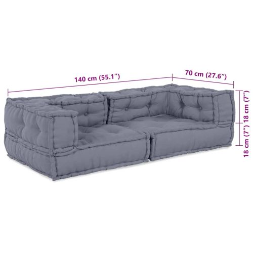 Модулен диван 3 pcs Сиво 140 x 70 x 36 см Текстил