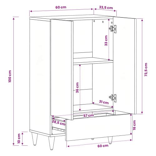 Шкафове за съхранение с чекмедже Многоцветен 60 x 33,5 x 100 см