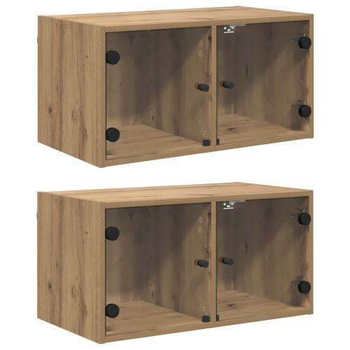 Стенни шкафове 2 pcs Дъб 68 x 37 x 35 см Инженерно дърво