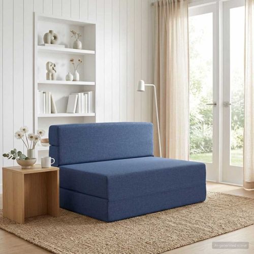 Сгъваем диван легло Синьо 100 x 80 x 60 см Текстил