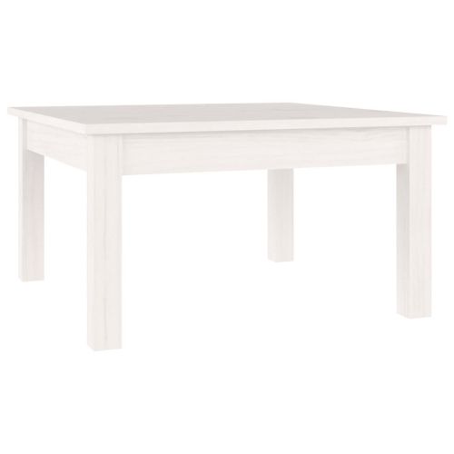 Кафе маса, бяла, 55x55x30 см, борово дърво масив