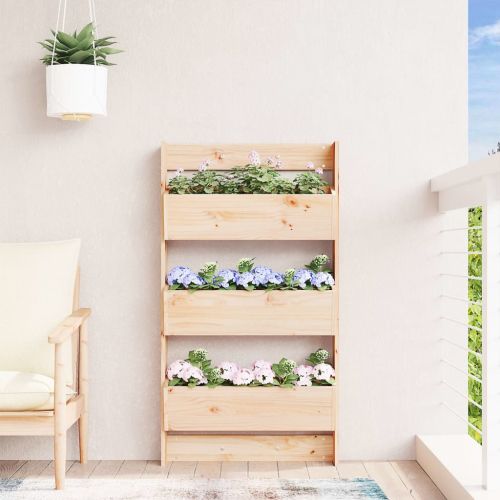 Стенни кашпи 3 нива 60x18,5x110 см бор масивна дървесина