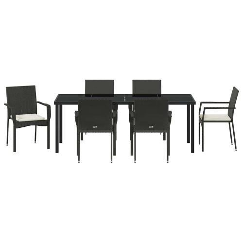 Комплект за хранене в градината 7 pcs Черно полиратан