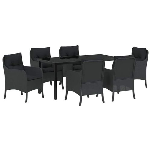 Комплект за хранене в градината 7 pcs Черно полиратан