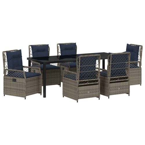 Комплект за хранене в градината 7 pcs Сив полиратан