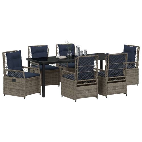 Комплект за хранене в градината 7 pcs Сив полиратан