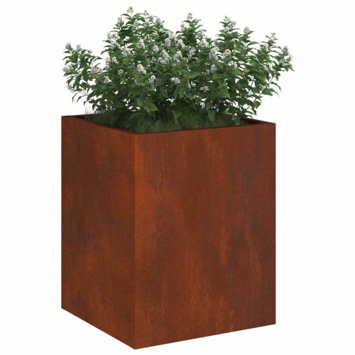 Градинска саксия Патинираща стомана 32 x 32 x 40 см