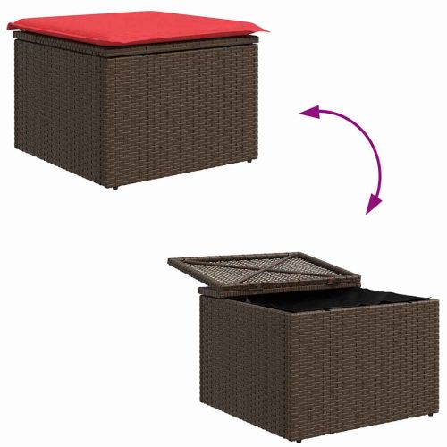 Комплект дивани с възглавница 4 pcs Кафяво и червено полиратан