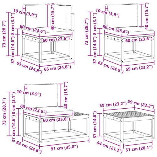 Комплект дивани за открито 4 Брой Бяло и кремаво Полиестер