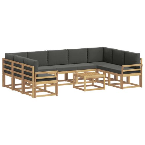 Комплект дивани за открито 10 pcs Бяло и антрацит