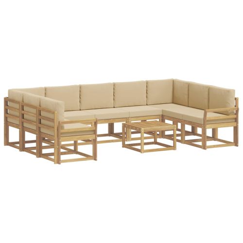 Комплект дивани за открито 10 pcs Бяло и Бежово 59 x 59 x 37 см