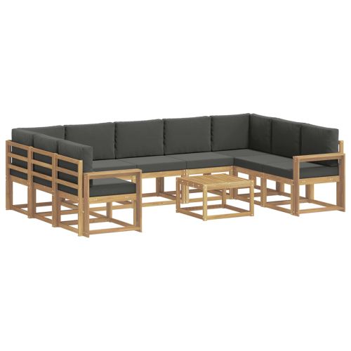 Комплект дивани за открито 10 pcs Бяло и антрацит